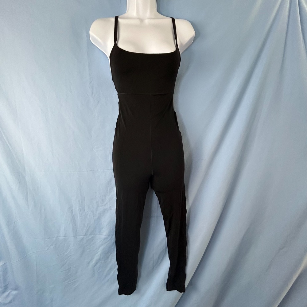 Offline BY Aerie Real Me One Piece Bodysuit Womens Small Black Cross Back Strap - Picture 1 of 16